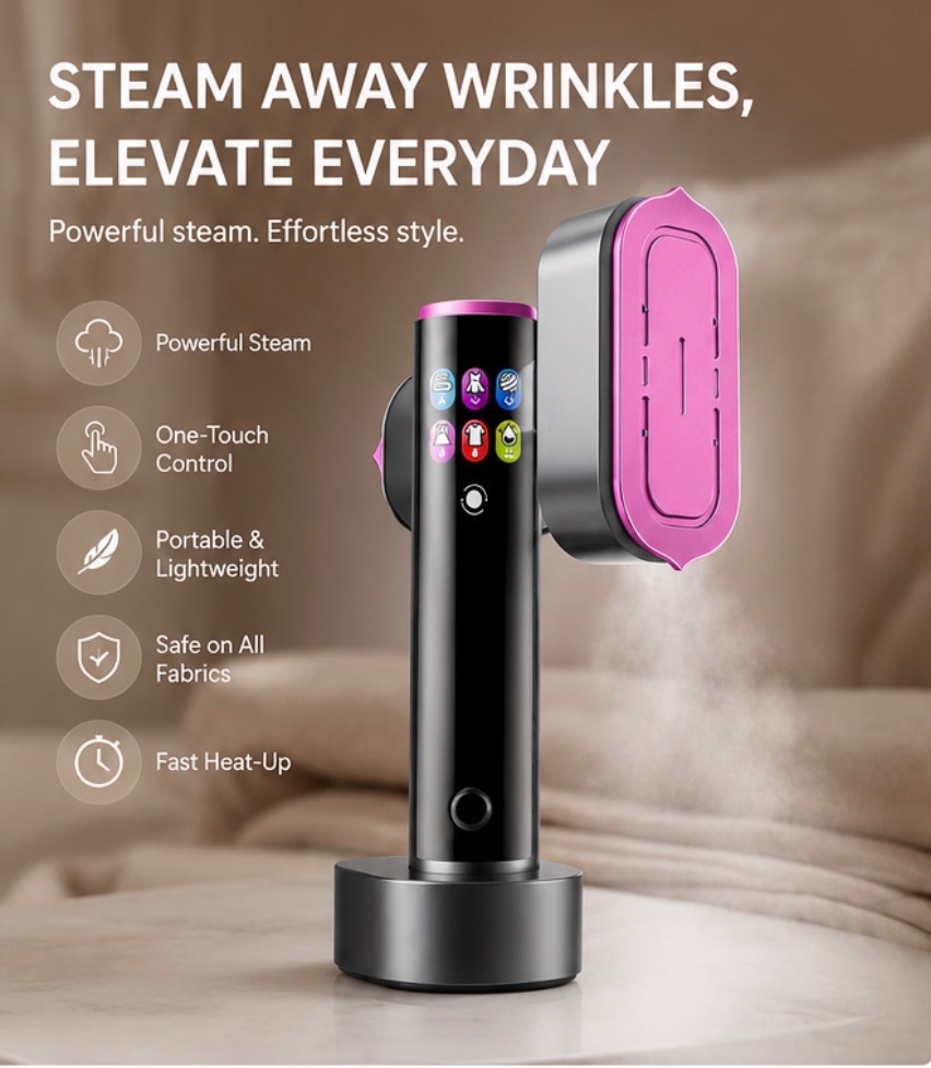 IRONOVAN smart portable garment steamer with steam in modern interior