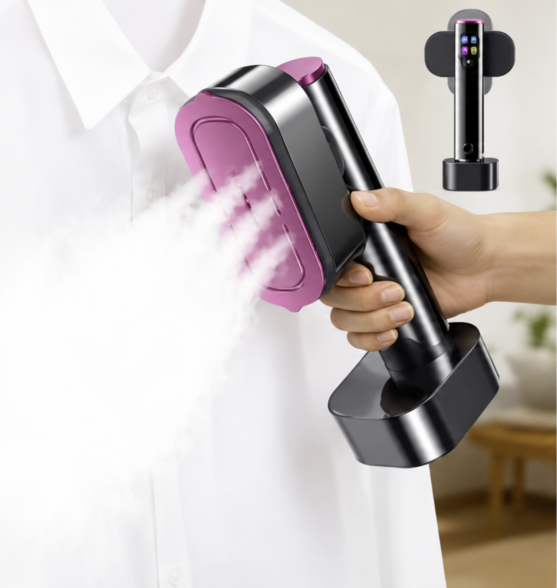 IRONOVAN steamer in use on shirt collar