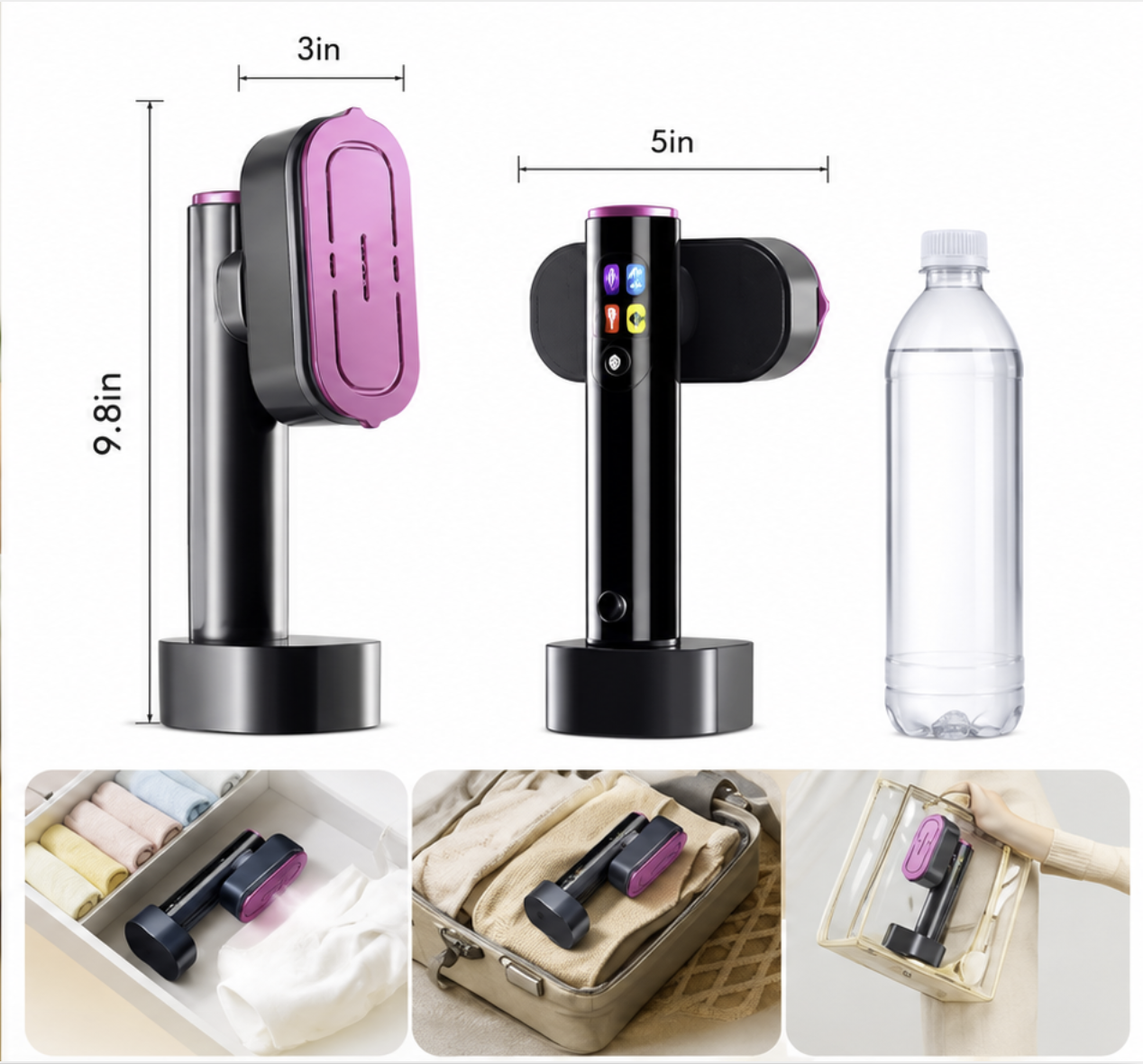 IRONOVAN portable steamer size and packaging